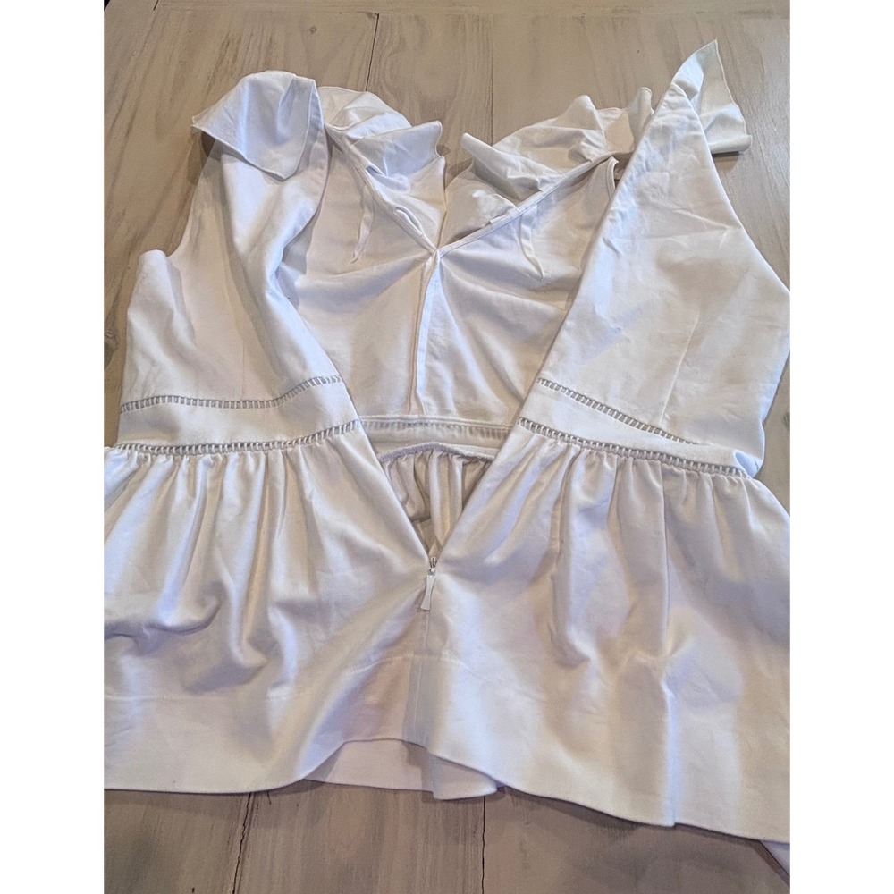 Kate Spade New York White Ruffle V-Neck Peplum Top Sleeveless Size 14 NJMU9053 - Picture 12 of 16